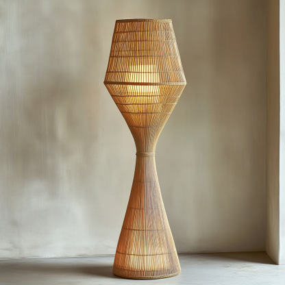 Wabi-sabi style rattan floor lamp for living room, bedroom, study, homestay and tea room, a retro designer artistic lighting fixture - Image 9