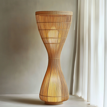 Wabi-sabi style rattan floor lamp for living room, bedroom, study, homestay and tea room, a retro designer artistic lighting fixture - Image 8