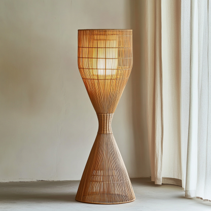 Wabi-sabi style rattan floor lamp for living room, bedroom, study, homestay and tea room, a retro designer artistic lighting fixture - Image 6