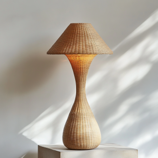 Wabi-sabi style rattan floor lamp for living room, bedroom, study, homestay and tea room, a retro designer artistic lighting fixture