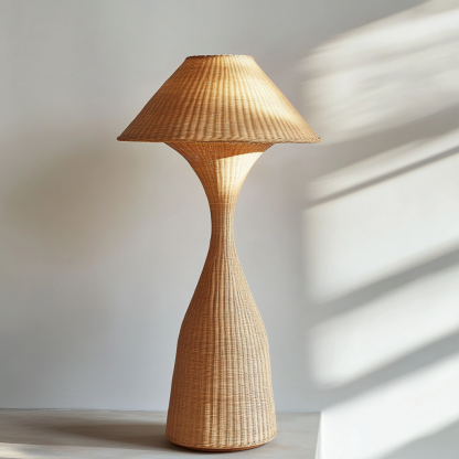 Wabi-sabi style rattan floor lamp for living room, bedroom, study, homestay and tea room, a retro designer artistic lighting fixture - Image 4