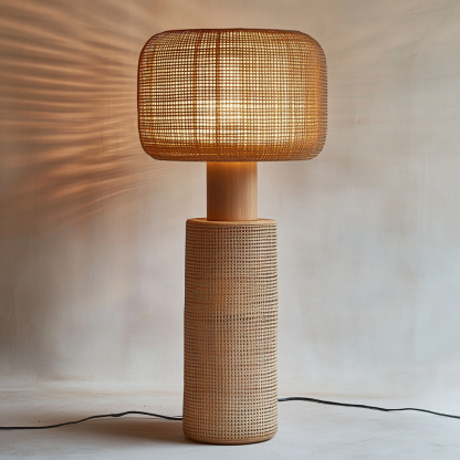 Wabi-sabi style rattan floor lamp for living room, bedroom, study, homestay and tea room, a retro designer artistic lighting fixture - Image 8