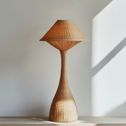 Wabi-sabi style rattan floor lamp for living room, bedroom, study, homestay and tea room, a retro designer artistic lighting fixture - Image 9