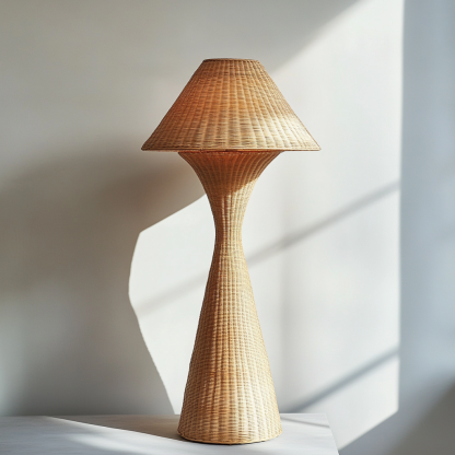 Wabi-sabi style rattan floor lamp for living room, bedroom, study, homestay and tea room, a retro designer artistic lighting fixture - Image 6