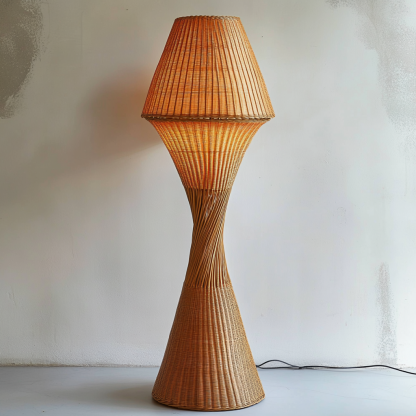 Wabi-sabi style rattan floor lamp for living room, bedroom, study, homestay and tea room, a retro designer artistic lighting fixture - Image 3