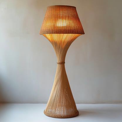 Wabi-sabi style rattan floor lamp for living room, bedroom, study, homestay and tea room, a retro designer artistic lighting fixture - Image 2