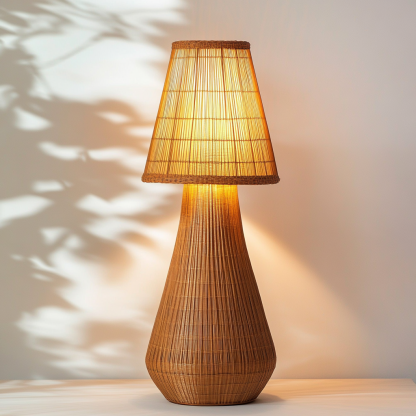Wabi-sabi style rattan floor lamp for living room, bedroom, study, homestay and tea room, a retro designer artistic lighting fixture - Image 3