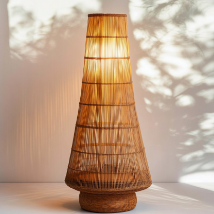 Wabi-sabi style rattan floor lamp for living room, bedroom, study, homestay and tea room, a retro designer artistic lighting fixture - Image 2