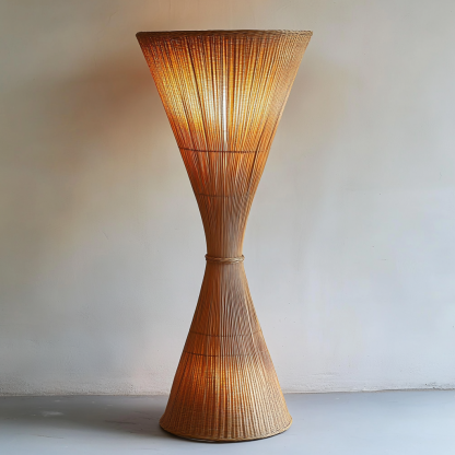 Wabi-sabi style rattan floor lamp for living room, bedroom, study, homestay and tea room, a retro designer artistic lighting fixture - Image 5