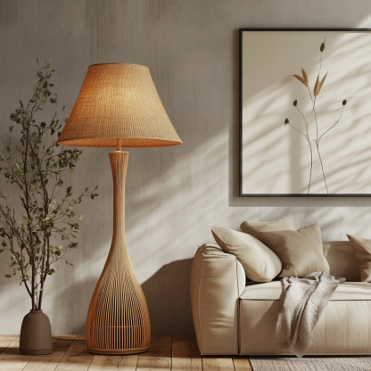Wabi-sabi style rattan floor lamp, living room and bedroom bedside lamp, high-end decorative table lamp, warm and light luxury night light - Image 5