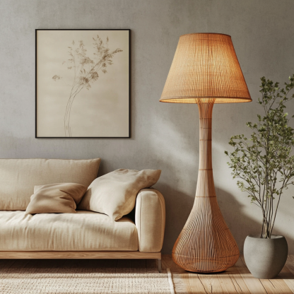 Wabi-sabi style rattan floor lamp, living room and bedroom bedside lamp, high-end decorative table lamp, warm and light luxury night light - Image 4