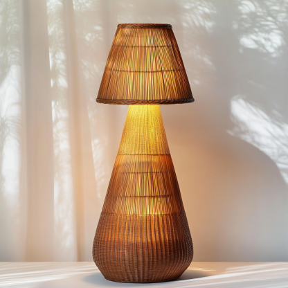 Wabi-sabi style rattan floor lamp for living room, bedroom, study, homestay and hotel decoration and atmosphere lighting - Image 9