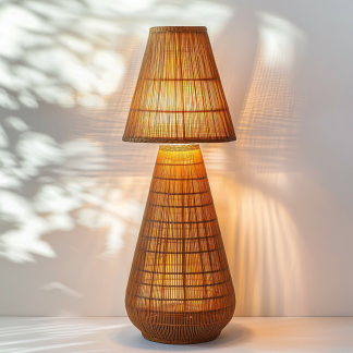 Wabi-sabi style rattan floor lamp for living room, bedroom, study, homestay and hotel decoration and atmosphere lighting
