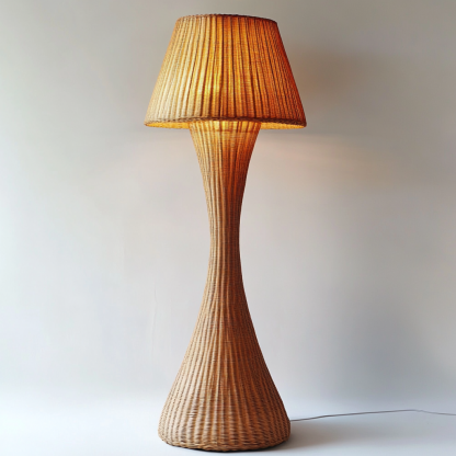 Rattan living room floor lamp, new Chinese-style creative retro tea room decoration, rattan and bamboo woven lamp, Japanese Southeast Asian floor lamp - Image 2