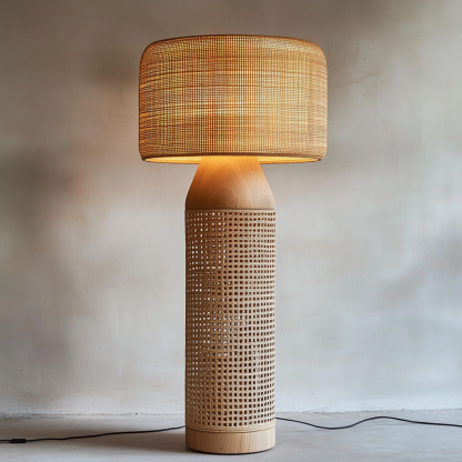 Wabi-sabi style rattan floor lamp for living room, bedroom, study, homestay and tea room, a retro designer artistic lighting fixture - Image 5