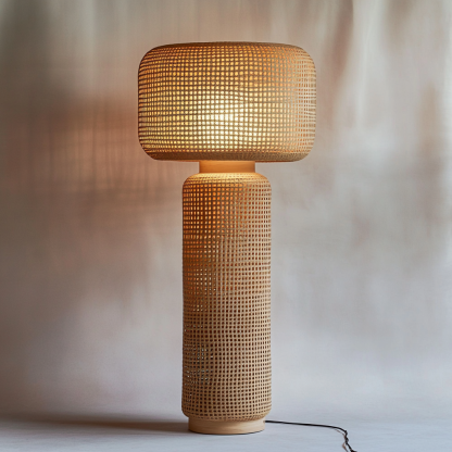 Wabi-sabi style rattan floor lamp for living room, bedroom, study, homestay and tea room, a retro designer artistic lighting fixture - Image 2
