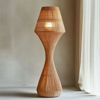 Wabi-sabi style rattan floor lamp for living room, bedroom, study, homestay and tea room, a retro designer artistic lighting fixture - Image 9
