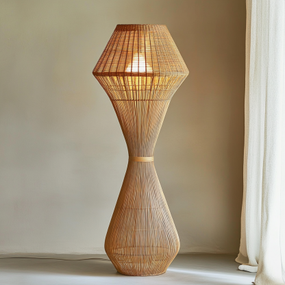 Wabi-sabi style rattan floor lamp for living room, bedroom, study, homestay and tea room, a retro designer artistic lighting fixture - Image 8