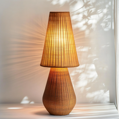 Wabi-sabi style rattan floor lamp for living room, bedroom, study, homestay and tea room, a retro designer artistic lighting fixture - Image 4