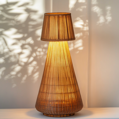 Wabi-sabi style rattan floor lamp for living room, bedroom, study, homestay and tea room, a retro designer artistic lighting fixture - Image 3