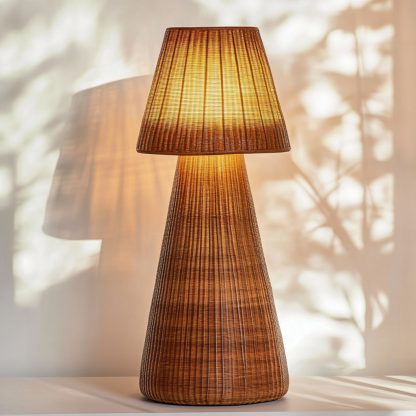 Wabi-sabi style rattan floor lamp for living room, bedroom, study, homestay and tea room, a retro designer artistic lighting fixture - Image 2