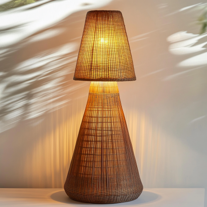 Wabi-sabi style restaurant, wicker woven floor lamp, Japanese guesthouse, fabric bedroom lamp, decorative lamp, coffee shop, commercial - Image 5