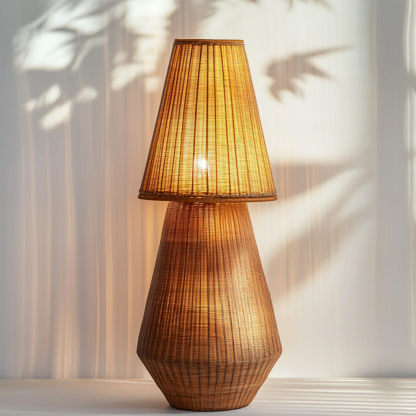 Wabi-sabi style restaurant, wicker woven floor lamp, Japanese guesthouse, fabric bedroom lamp, decorative lamp, coffee shop, commercial - Image 3