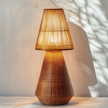 Wabi-sabi style restaurant, wicker woven floor lamp, Japanese guesthouse, fabric bedroom lamp, decorative lamp, coffee shop, commercial - Image 2