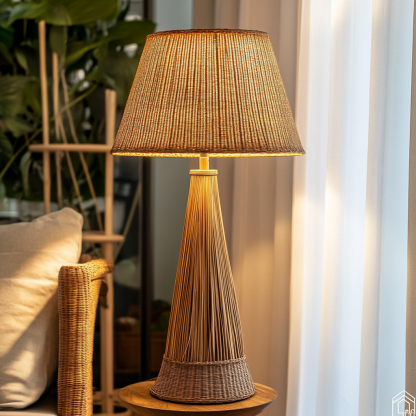 Wabi-sabi style rattan floor lamp for living room, bedroom, study, homestay and tea room, a retro designer artistic lighting fixture - Image 3
