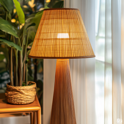 Wabi-sabi style rattan floor lamp for living room, bedroom, study, homestay and tea room, a retro designer artistic lighting fixture - Image 2