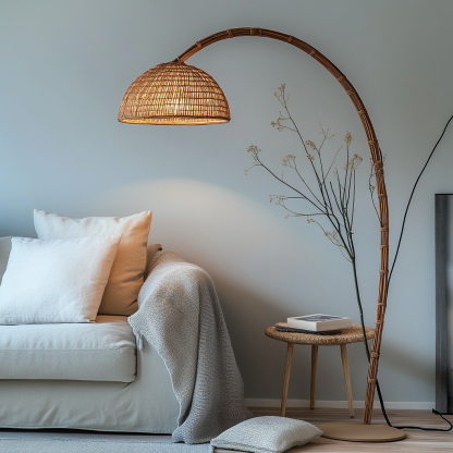 Wabi-sabi style rattan floor lamp for living room, bedroom, study, homestay and tea room, a retro designer artistic lighting fixture - Image 9
