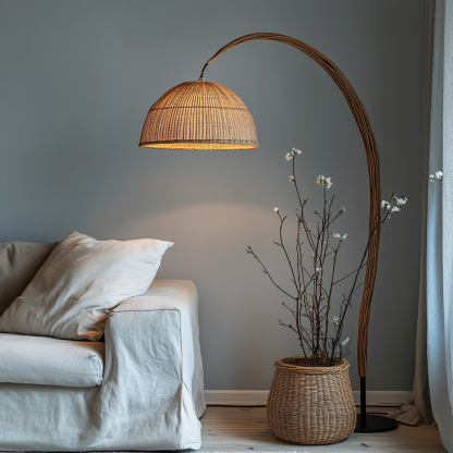 Wabi-sabi style rattan floor lamp for living room, bedroom, study, homestay and tea room, a retro designer artistic lighting fixture - Image 7