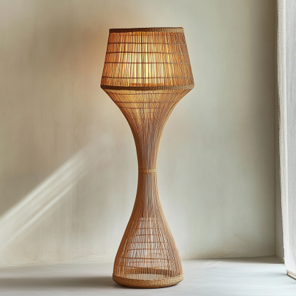 Wabi-sabi style rattan floor lamp for living room, bedroom, study, homestay and tea room, a retro designer artistic lighting fixture - Image 4