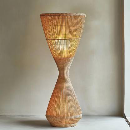 Wabi-sabi style rattan floor lamp for living room, bedroom, study, homestay and tea room, a retro designer artistic lighting fixture - Image 3