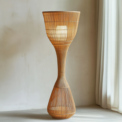 Wabi-sabi style rattan floor lamp for living room, bedroom, study, homestay and tea room, a retro designer artistic lighting fixture - Image 2