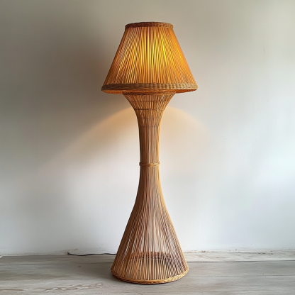 Wabi-sabi style rattan floor lamp for living room, bedroom, study, homestay and tea room, a retro designer artistic lighting fixture - Image 2