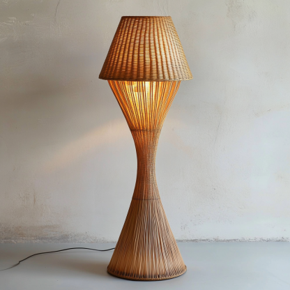 Wabi-sabi style rattan floor lamp for living room, bedroom, study, homestay and tea room, a retro designer artistic lighting fixture - Image 3