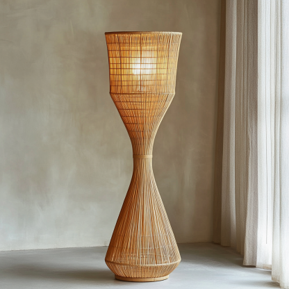 Wabi-sabi style rattan floor lamp for living room, bedroom, study, homestay and tea room, a retro designer artistic lighting fixture - Image 9