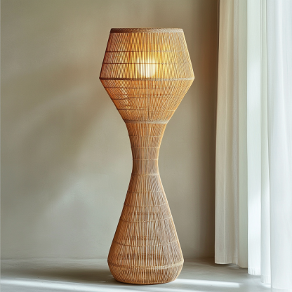 Wabi-sabi style rattan floor lamp for living room, bedroom, study, homestay and tea room, a retro designer artistic lighting fixture - Image 8