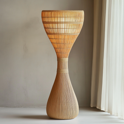 Wabi-sabi style rattan floor lamp for living room, bedroom, study, homestay and tea room, a retro designer artistic lighting fixture - Image 5