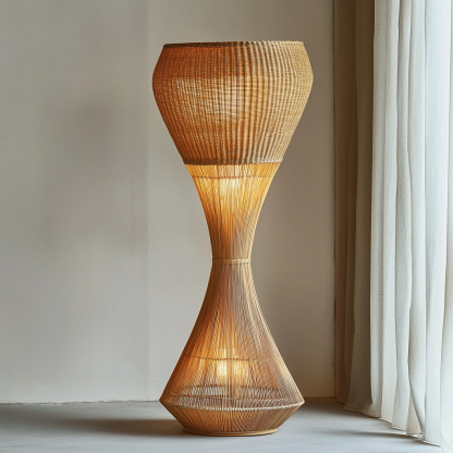 Wabi-sabi style rattan floor lamp for living room, bedroom, study, homestay and tea room, a retro designer artistic lighting fixture - Image 4