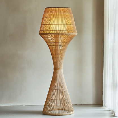 Wabi-sabi style rattan floor lamp for living room, bedroom, study, homestay and tea room, a retro designer artistic lighting fixture - Image 3