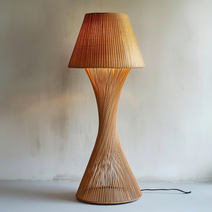 Wabi-sabi style rattan floor lamp for living room, bedroom, study, homestay and tea room, a retro designer artistic lighting fixture - Image 5