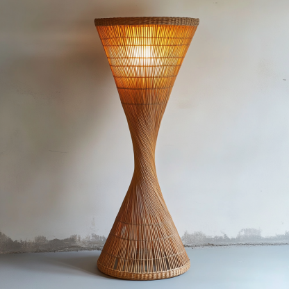 Wabi-sabi style rattan floor lamp for living room, bedroom, study, homestay and tea room, a retro designer artistic lighting fixture - Image 2