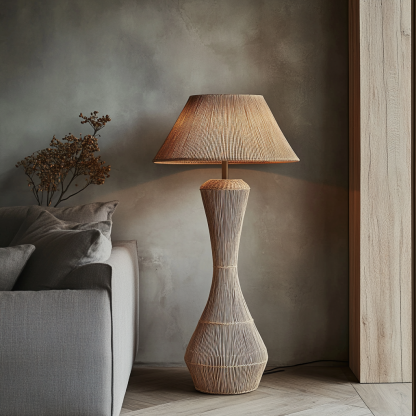 Japanese-style designer floor lamps for hotel and homestay living rooms, model rooms, hand-woven hemp rope decorations, Zhongshan lighting fixtures - Image 5