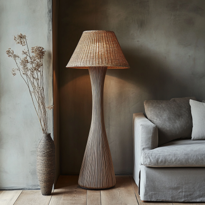 Japanese-style designer floor lamps for hotel and homestay living rooms, model rooms, hand-woven hemp rope decorations, Zhongshan lighting fixtures - Image 4