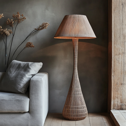 Japanese-style designer floor lamps for hotel and homestay living rooms, model rooms, hand-woven hemp rope decorations, Zhongshan lighting fixtures - Image 3