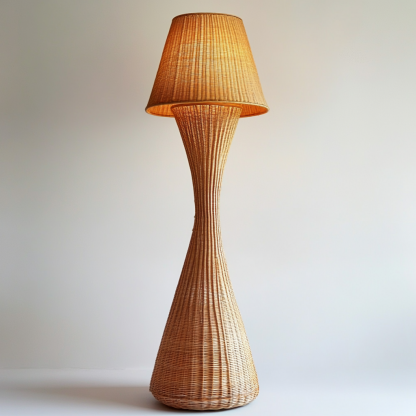 Wabi-sabi style rattan floor lamp for living room, bedroom, study, homestay and tea room, a retro designer artistic lighting fixture - Image 4