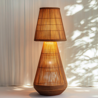 Wabi-sabi style rattan floor lamp for living room, bedroom, study, homestay and tea room, a retro designer artistic lighting fixture - Image 8