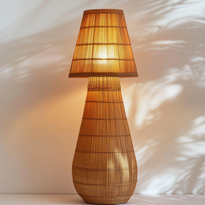 Wabi-sabi style rattan floor lamp for living room, bedroom, study, homestay and tea room, a retro designer artistic lighting fixture - Image 4
